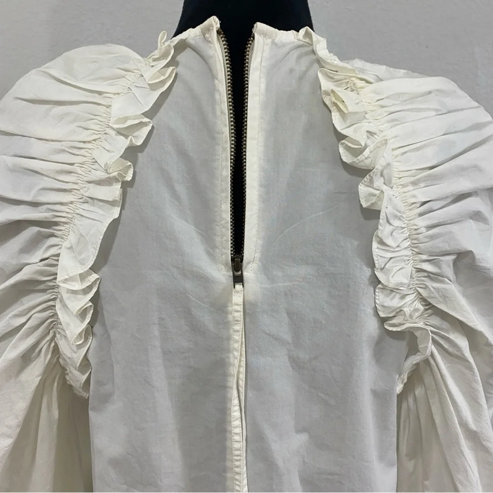 Ulla‎ Johnson Elva White Cotton Poplin Puff Sleeve, Size 2, MSRP $275